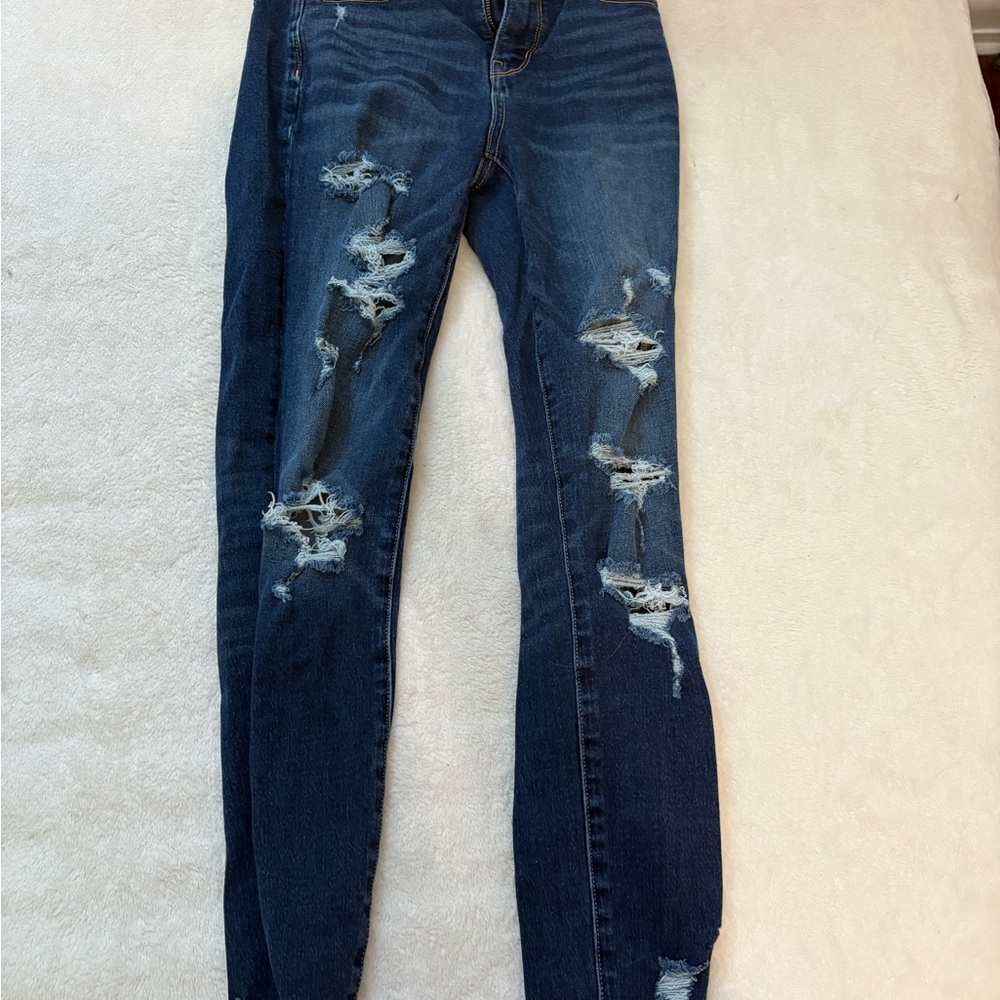 Aeropostale Dark Blue Distressed Skinny Jeans